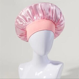 PINK satin hair bonnet head cover hair cap